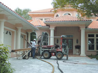 A Florida-style home that is receiving foundation repair services